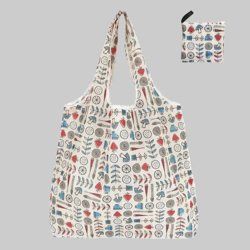 EMESA HOME Foldable Eco-Friendly Shopping Bag – Large Capacity Printed Tote for Travel and Grocery Use - EMESA HOME™
