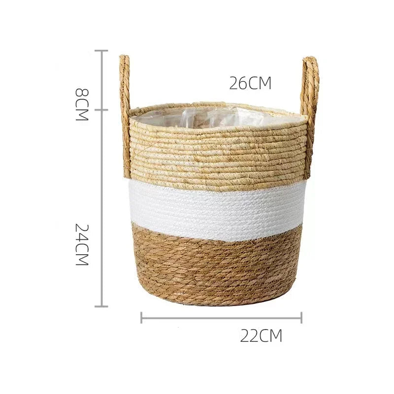 EMESA HOME Fancy Natural Planter Basket Wicker Flower Pot  Bamboo Seagrass Storage Baskets Toy Holders Home Garden Decor