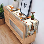 EMESA HOME Autumn Plaid Hat Elves & Pumpkin Decorative Table Runner