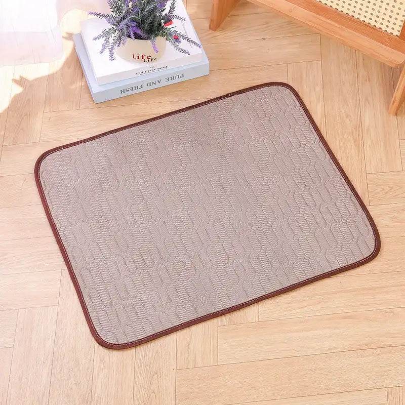 EMESA HOME Upgraded Summer Pet Cooling Mat – Ice-Cool Sleeping Pad Bed for Small, Medium & Large Cats and Dogs Brown