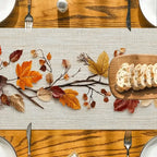 EMESA HOME Autumn Fallen Leaves & Vine Printed Table Runner
