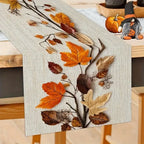 EMESA HOME Autumn Fallen Leaves & Vine Printed Table Runner