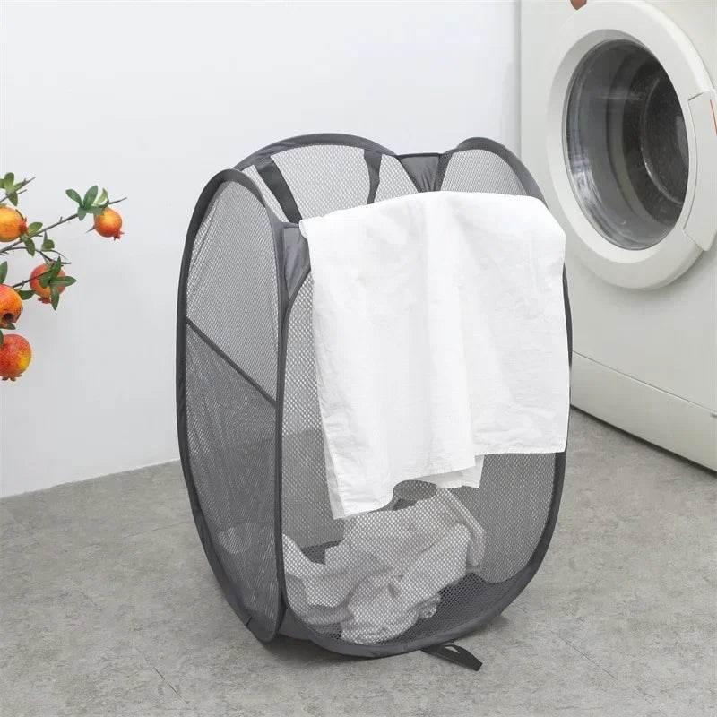 EMESA HOME Folding Mesh Laundry Basket with Handles – Breathable Clothes, Toy, and Sundries Storage Hamper for Home Use - EMESA HOME™