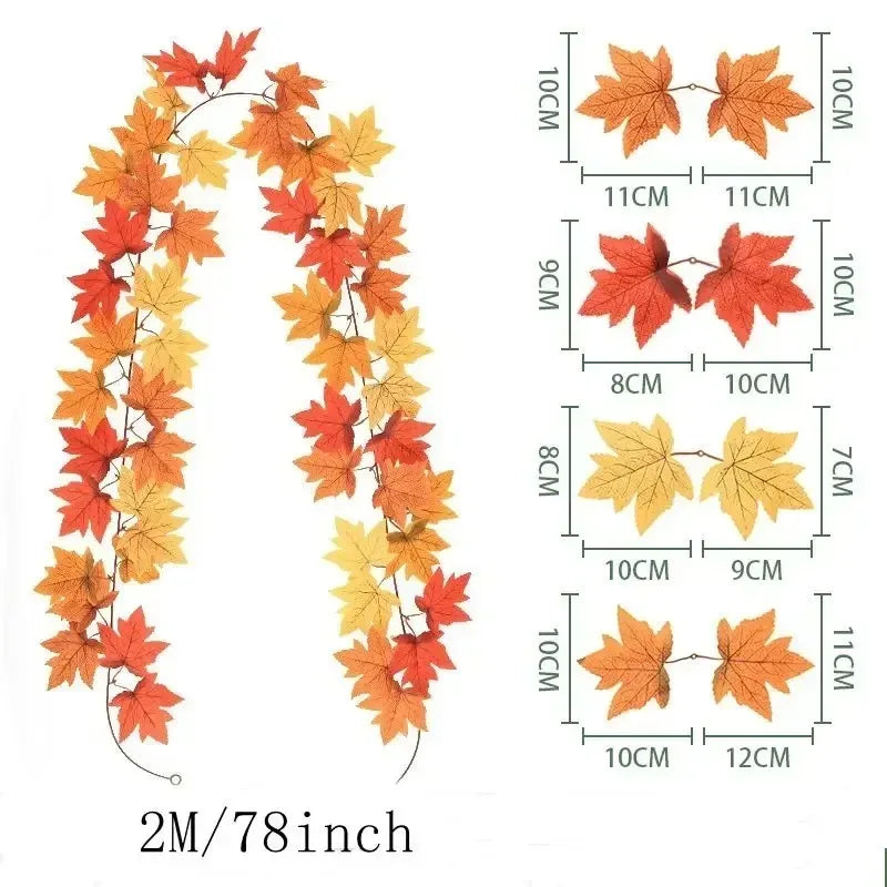 EMESA HOME 200CM Artificial Maple Leaf Garland Vine for Autumn Decor