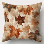 Pillow with autumn leaf pattern on a beige background