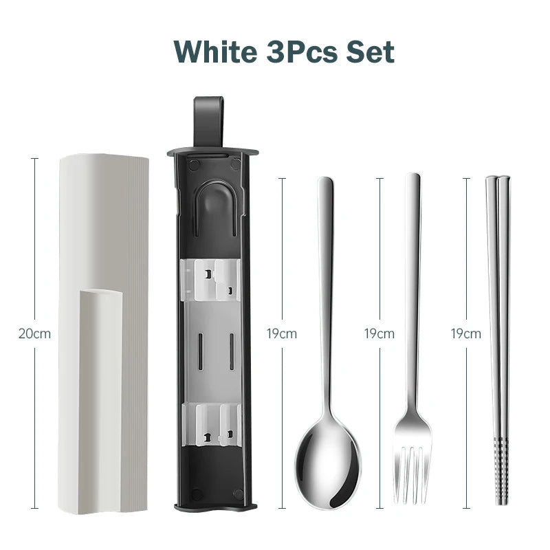EMESA HOME 304 Stainless Steel Portable Cutlery Set – Travel Flatware with Knife, Fork, Spoon & Storage Box