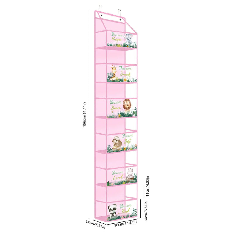 EMESA HOME Over-the-Door Hanging Organizer – 4/6 Layer Storage for Cosmetics, Nursery, Bathroom, Closet, Bedroom & Dorm 6 layers pink