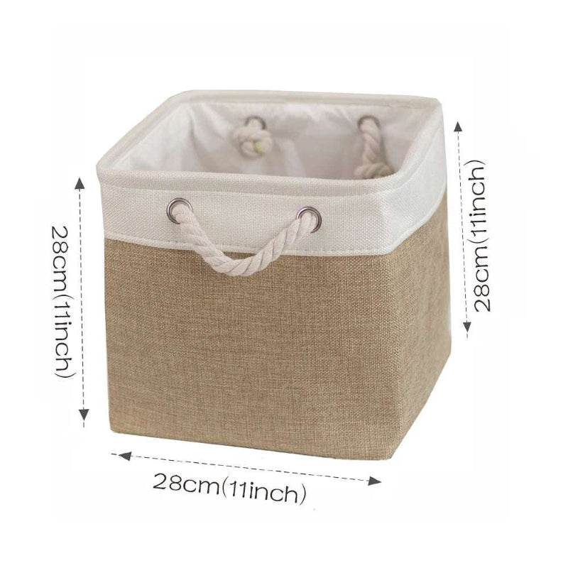 EMESA HOME Cotton Linen Folding Storage Basket – Organizer for Toys, Clothes, Sundries – Cabinet Bag, Collapsible Laundry Hamper for Home Use 53
