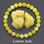 Lemon jade bracelet with rough stone pieces on a dark gray background