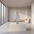 Silver watch with rectangular face on a white background, featuring the brand 'SANDA'.