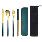 EMESA HOME 4piece Cutlery Set Knife Fork Spoon Chopsticks Box Cutlery Portable Cutlery Travel Cutlery with box.. - EMESA HOME™