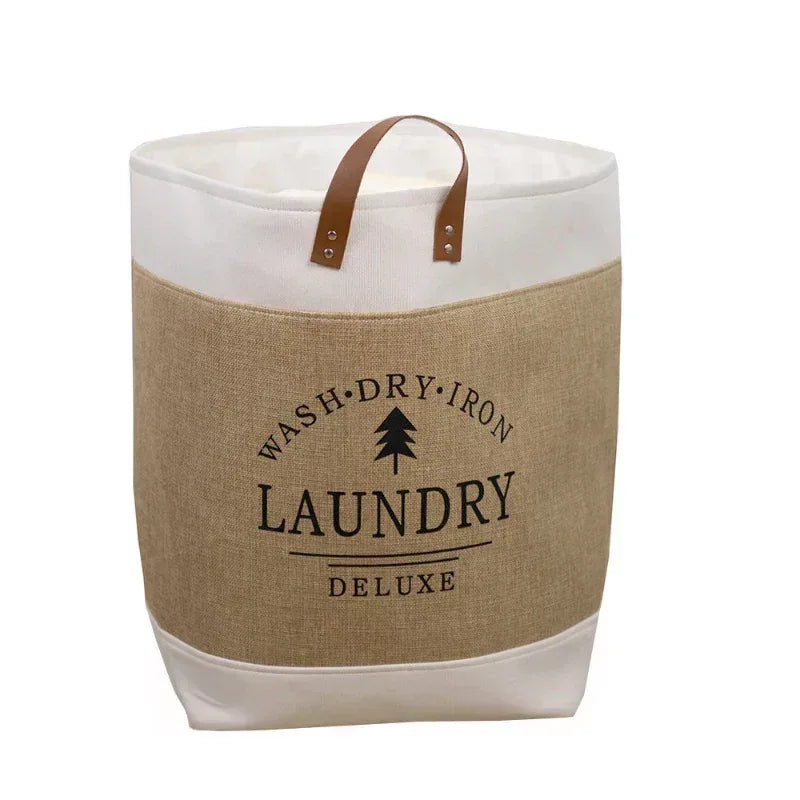 EMESA HOME Cotton Linen Folding Storage Basket – Organizer for Toys, Clothes, Sundries – Cabinet Bag, Collapsible Laundry Hamper for Home Use - EMESA HOME™