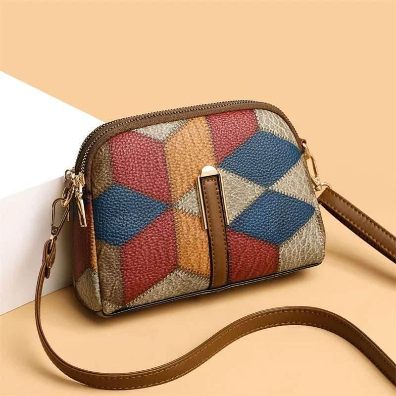 EMESA HOME Vintage Patchwork PU Leather Shoulder Bag – Fashion Hobo Shell Tote, Large Casual Handbag for Women - EMESA HOME™