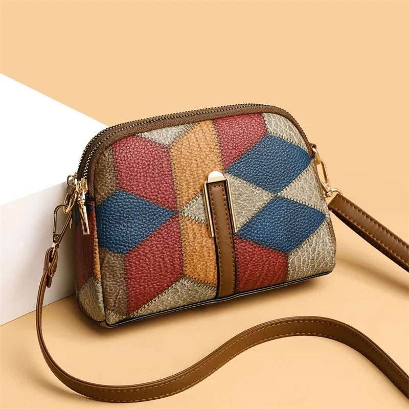 EMESA HOME Vintage Patchwork PU Leather Shoulder Bag – Fashion Hobo Shell Tote, Large Casual Handbag for Women - Emesa Home