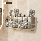 EMESA HOME Wall-Mounted Water Ripple Bathroom Storage Rack, No-Drill Suction Cup Basket - EMESA HOME™