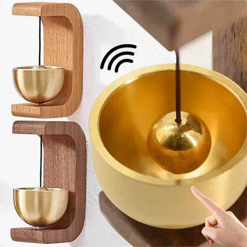 EMESA HOME Magnetic Wooden Doorbell Chime – Vintage Walnut Wind Chime with Copper Bell, Hanging Wind bell Home Decoration - EMESA HOME™