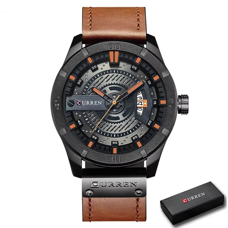 EMESA HOME Luxury Watch Brand - CURREN Men Military Sports Watches, Men's Quartz Date Clock, Casual Leather Wrist Watch BKO-BOX