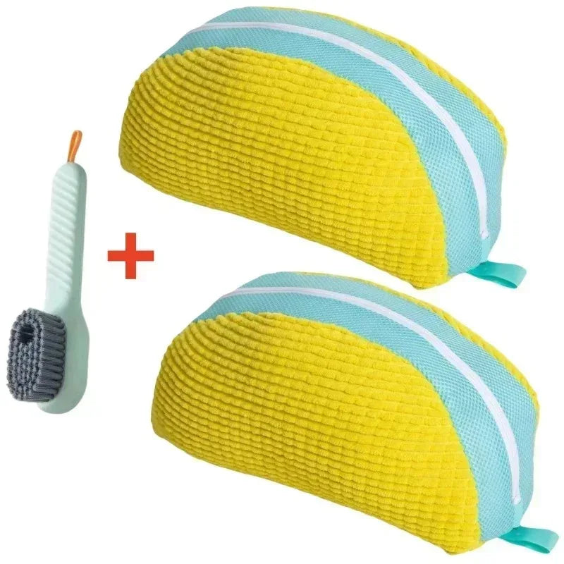 EMESA HOME Shoe Washing Machine Bag & Cleaning Brush Set – Durable Laundry Shoe Protector with Soft Bristle Brush - EMESA HOME™