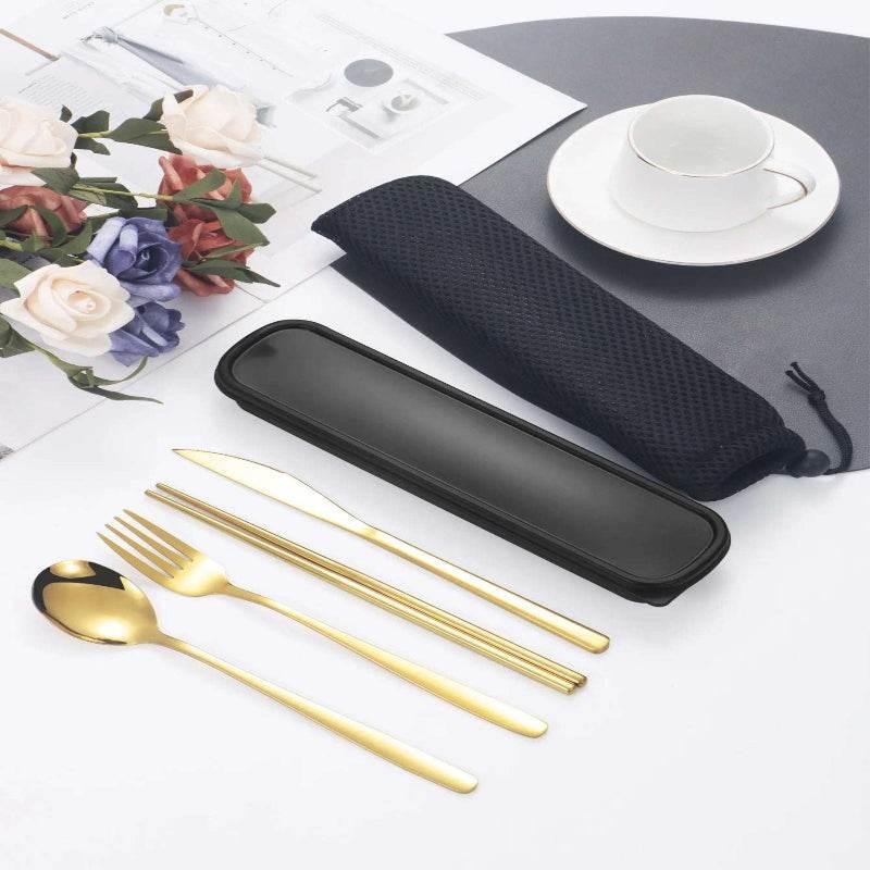 EMESA HOME 4piece Cutlery Set Knife Fork Spoon Chopsticks Box Cutlery Portable Cutlery Travel Cutlery with box.. - EMESA HOME™