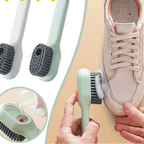 Cleaning brush with bristles being used on a white sneaker, with text indicating quantity.