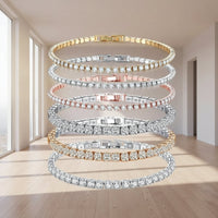 EMESA HOME 925 Sterling Silver Rose Gold Tennis Bracelet – Sparkling Cubic Zirconia Crystal Luxury Jewelry for Women - product image