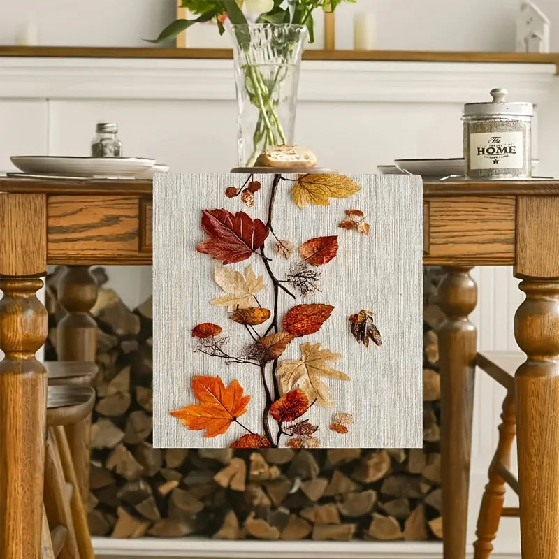 EMESA HOME Autumn Fallen Leaves & Vine Printed Table Runner