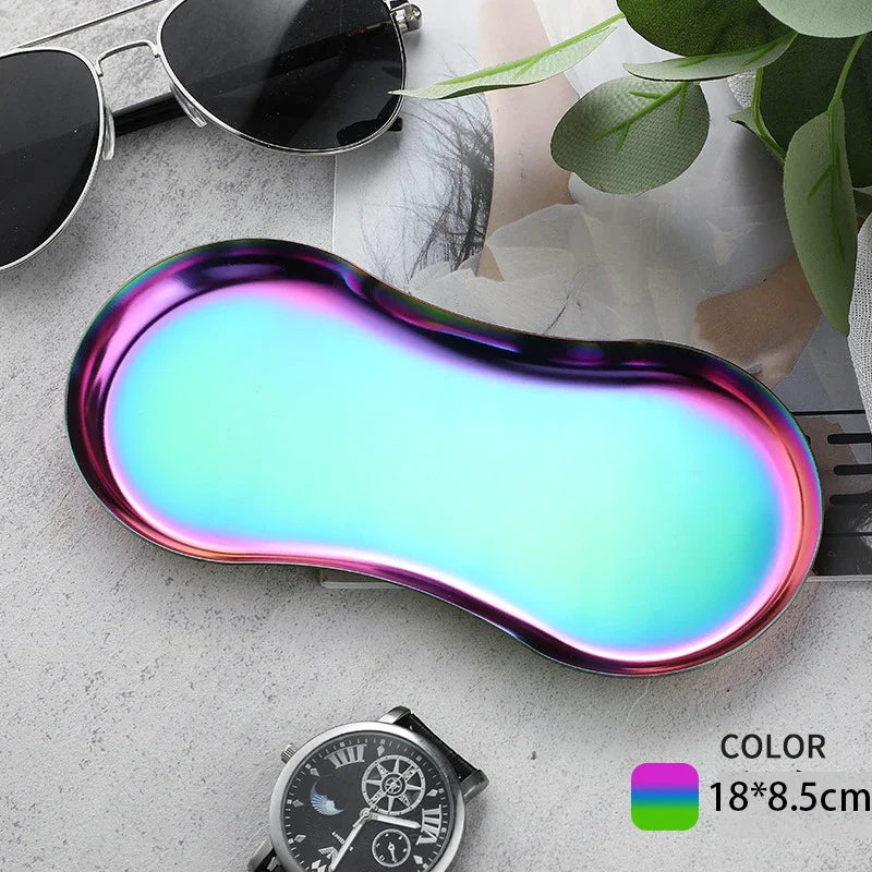 EMESA HOME Gold & Silver Stainless Steel Water Drop-Shaped Cosmetics, Jewelry & Dining Tray – Multi-Functional Home Storage Container Chroma Glasses