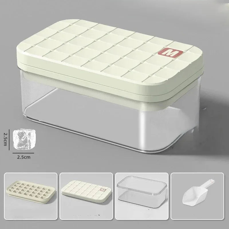 Clear storage container with a white lid on a gray background