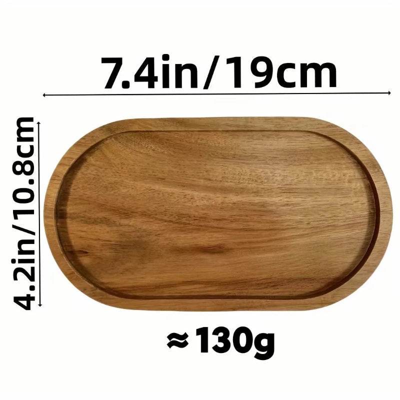 EMESA HOME Japanese Solid Wood Fruit Plate, Multi-Size Wooden Tray, High-Quality Fruit & Snack Serving Tray elliptical type S 6 Inches