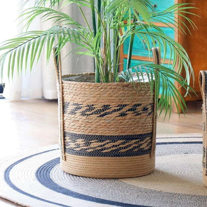 EMESA HOME Fancy Natural Planter Basket Wicker Flower Pot  Bamboo Seagrass Storage Baskets Toy Holders Home Garden Decor