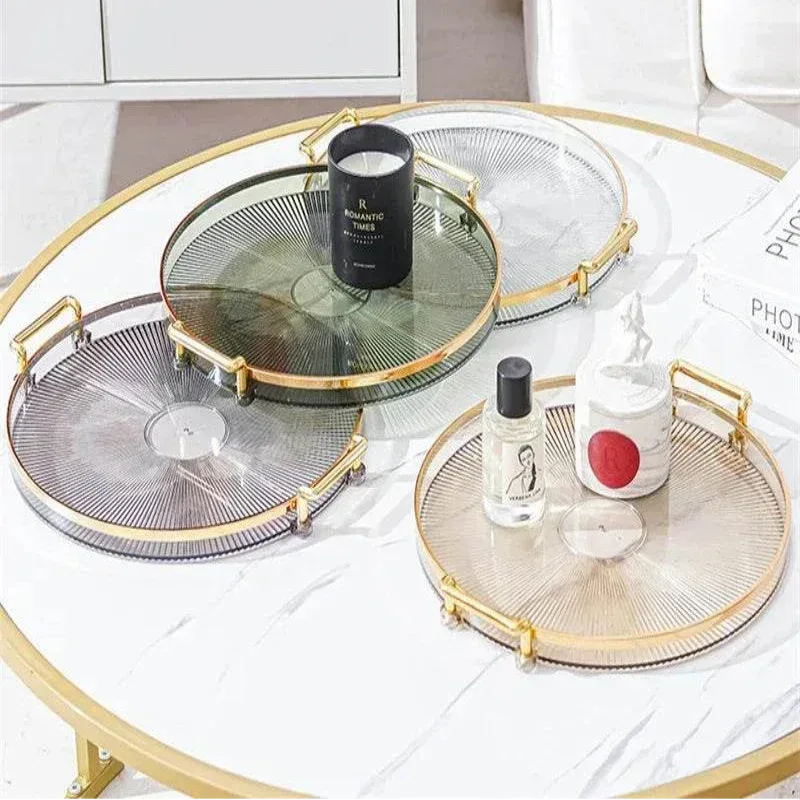 EMESA HOME Round Storage Tray for Coffee Table, Tea Cup Plate, Acrylic Aromatherapy Organizer, Home Decor - EMESA HOME™