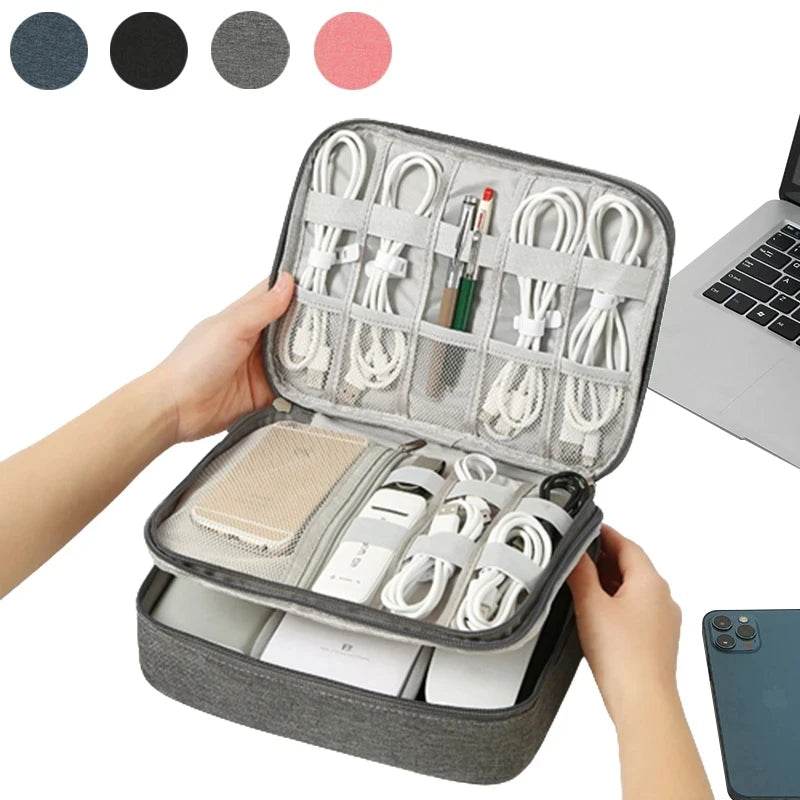 EMESA HOME Travel Cable Organizer Bag – Waterproof Digital USB Charger Storage Case for Cables, Wires, and Office Accessories