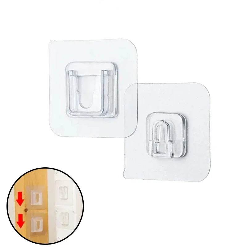 EMESA HOME Double-Sided Adhesive Wall Hooks Hanger Strong Transparent Suction Cup Hooks Kitchen Bathroom Storage Plug Socket Holder.. 2PCS(1Pair)