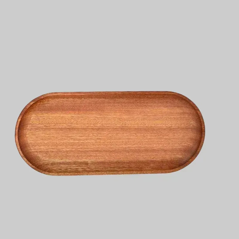 EMESA HOME Solid Wood Serving Tray Oval Tea Tray Decorative Wood Plate Fruit Tray Vegetable Platter Home Bread Dessert Cake Plate Tableware - EMESA HOME™