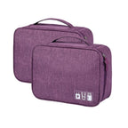Two purple travel bags with a visible brand logo on a white background