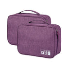 Two purple travel bags with a visible brand logo on a white background