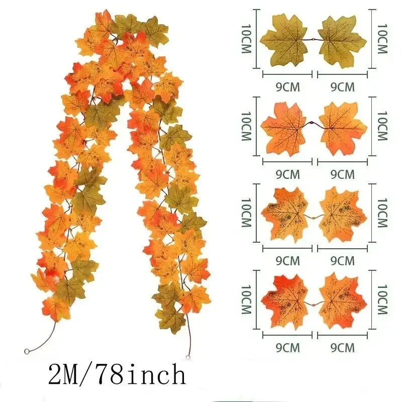 EMESA HOME 200CM Artificial Maple Leaf Garland Vine for Autumn Decor