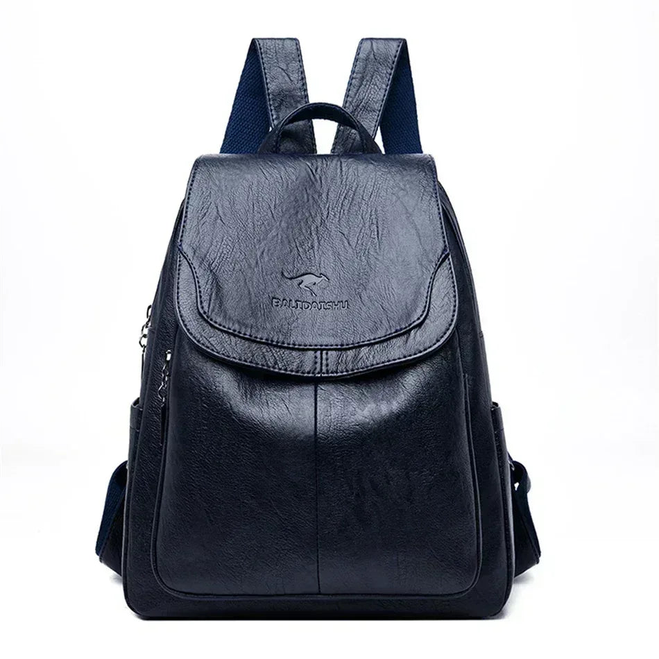EMESA HOME Vintage PU Leather Backpack for Women – Large Capacity Travel, School, and Daily Use Bag - EMESA HOME™