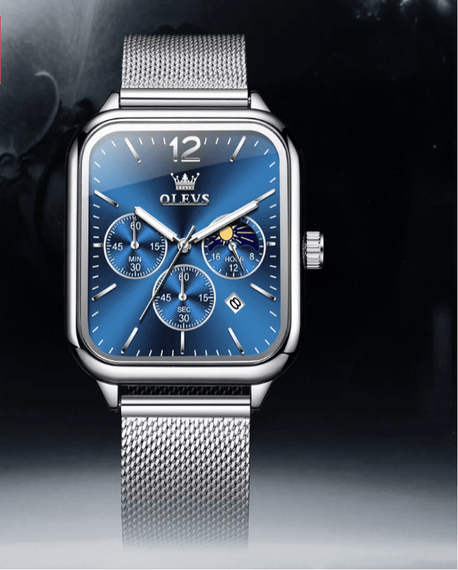 EMESA HOME Luxury Chronograph Men’s Watch – Blue Sport Quartz Wristwatch with Date Display, Waterproof, Premium Brand Design - Emesa Home