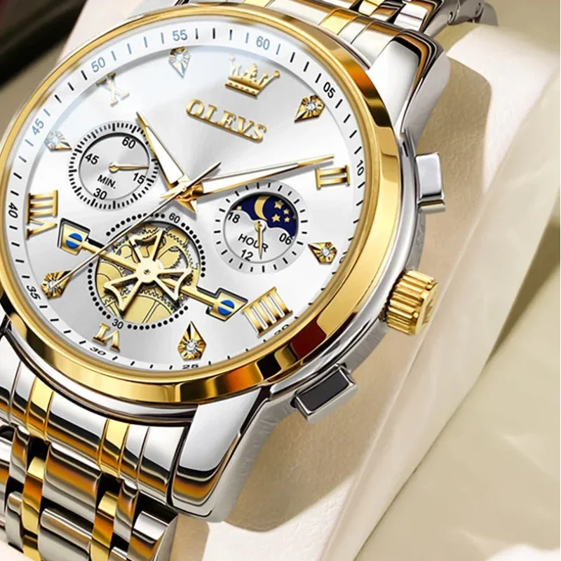 EMESA HOME Men's Luxury Quartz Watch – 24H Moon Phase, Chronograph, Waterproof, Luminous, Multifunction Wristwatch - EMESA HOME™