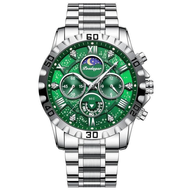 EMESA HOME Luxury Men’s Quartz Watch – Waterproof Stainless Steel Chronograph Sports Wristwatch with Luminous Display - EMESA HOME™