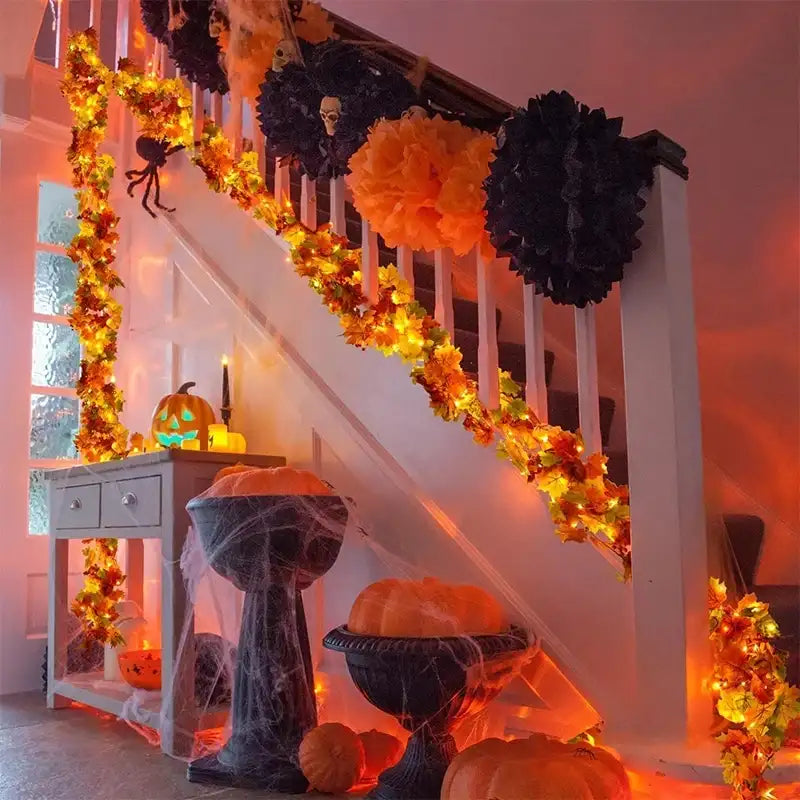 EMESA HOME 200CM Artificial Maple Leaf Garland Vine for Autumn Decor