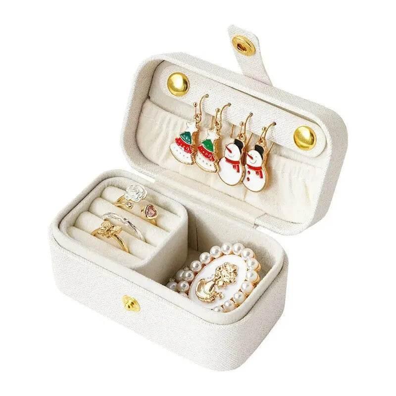EMESA HOME Exquisite PU Leather Jewelry Box, Ring Necklace Earrings Storage, Minimalist Daily Travel Portable Organizer Box. - EMESA HOME™