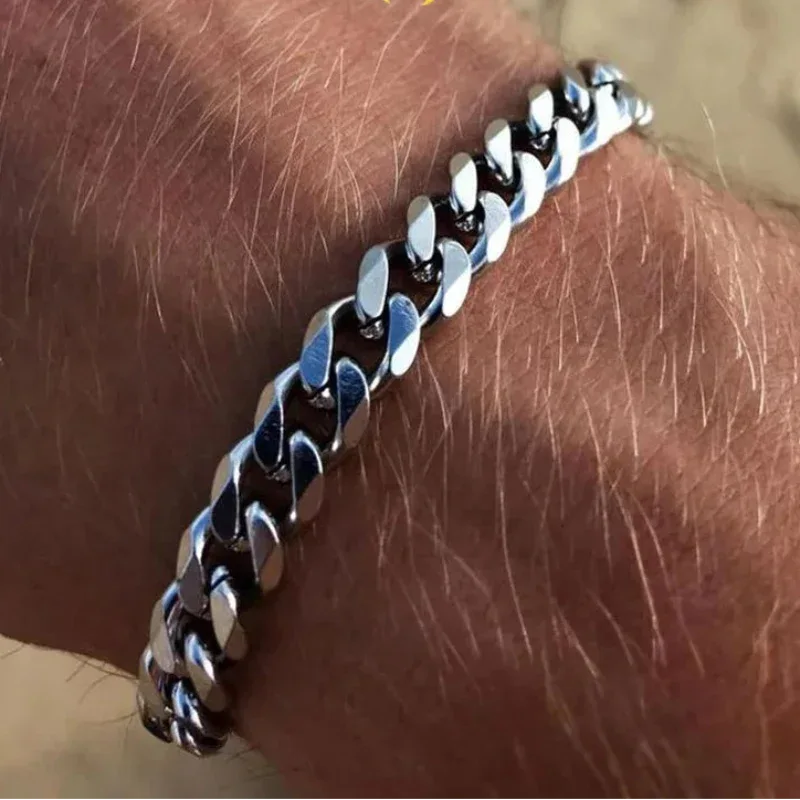 Silver chain bracelet on a wrist with 'Top 1 Vnox Bracelets' text.