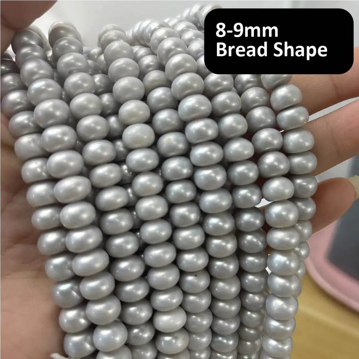 EMESA HOME 8–9mm AAA Purple Rice-Shaped Freshwater Pearls – High Quality Natural Beads for Jewelry Making, DIY Necklace & Accessories Grey Pearl 8-9mm-AAA