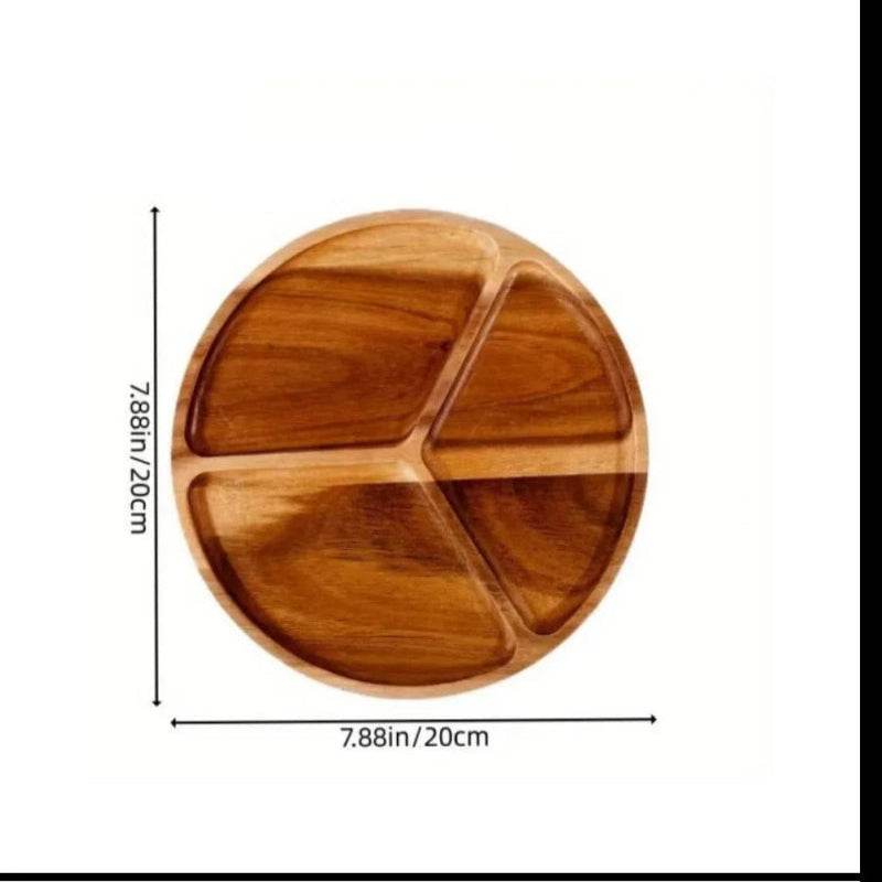 EMESA HOME Japanese Solid Wood Fruit Plate, Multi-Size Wooden Tray, High-Quality Fruit & Snack Serving Tray Round plaid 6 Inches