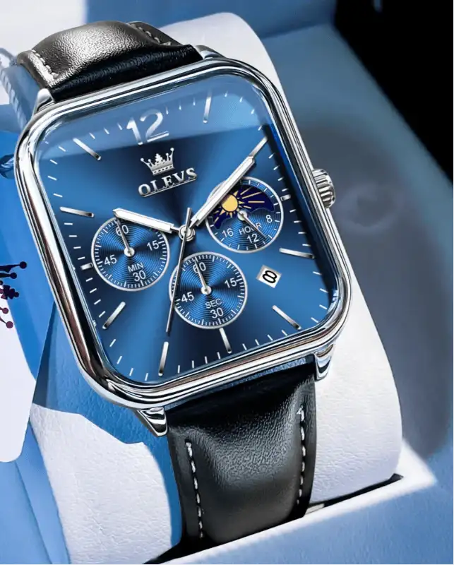 EMESA HOME Luxury Chronograph Men’s Watch – Blue Sport Quartz Wristwatch with Date Display, Waterproof, Premium Brand Design - Emesa Home