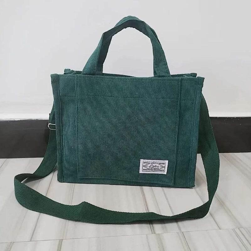 EMESA HOME Vintage Corduroy Tote Bag, Retro Crossbody Messenger Handbag & Shoulder Purse for Women - EMESA HOME™