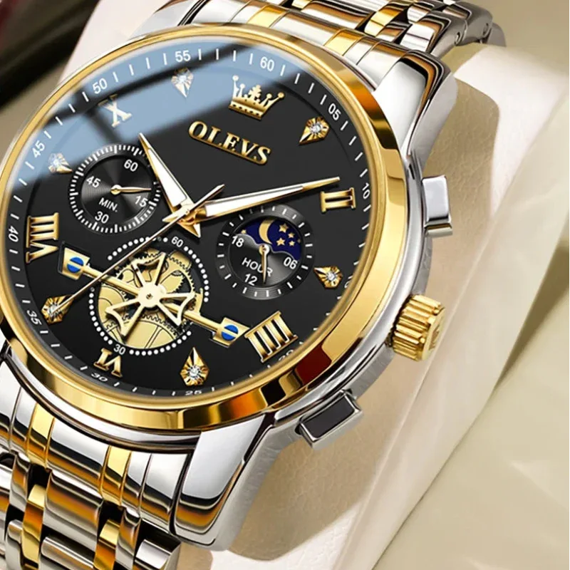 EMESA HOME Men's Luxury Quartz Watch – 24H Moon Phase, Chronograph, Waterproof, Luminous, Multifunction Wristwatch - EMESA HOME™