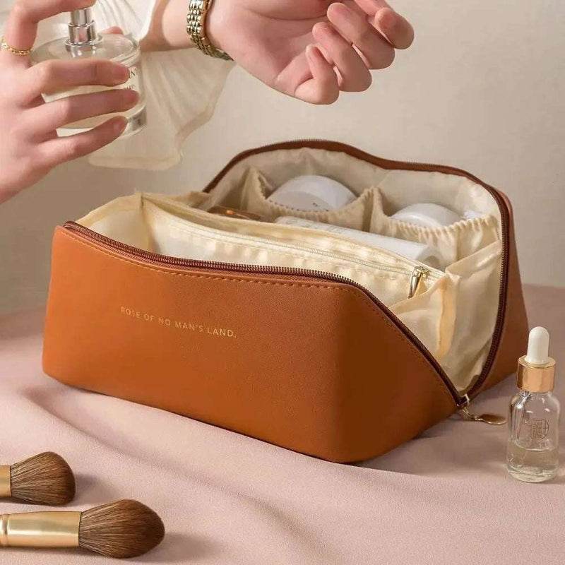 EMESA HOME Luxury Makeup Organizer Bag for Women – Zipper Travel Cosmetic Pouch, Toiletry Kit, Storage Case for Daily & Travel Use Burgundy